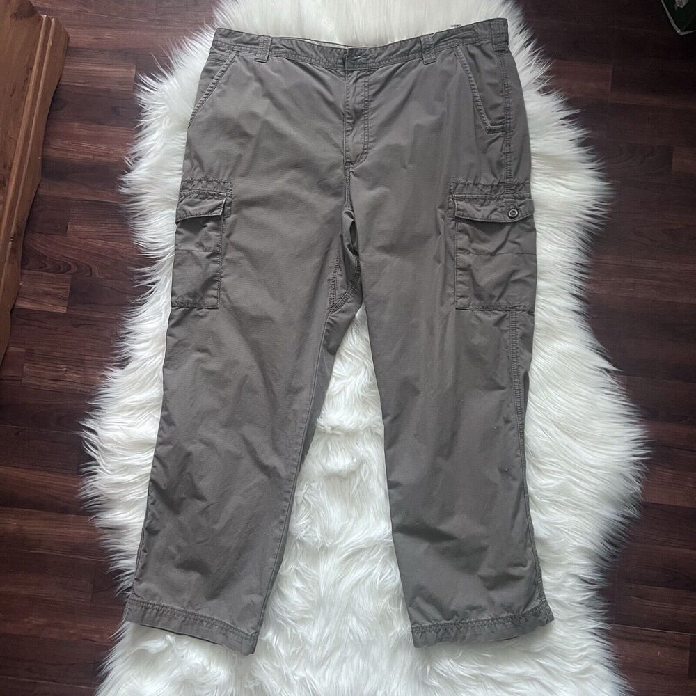 Men's Cabela's Cargo Pants 40 x 30 Gray 100% Cotton Pockets Hiking Work Y2K 90's